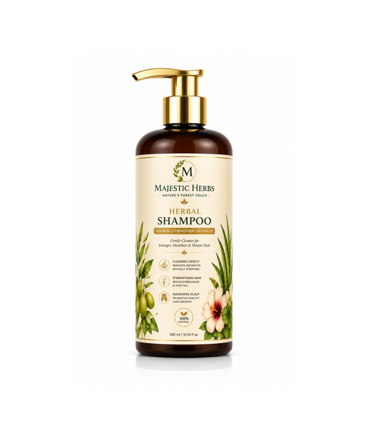 Majestic Herbs Herbal Shampoo | Natural Anti Hair Fall Shampoo for Strong, Healthy & Shiny Hair | Sulphate Free Daily Shampoo | 300ml