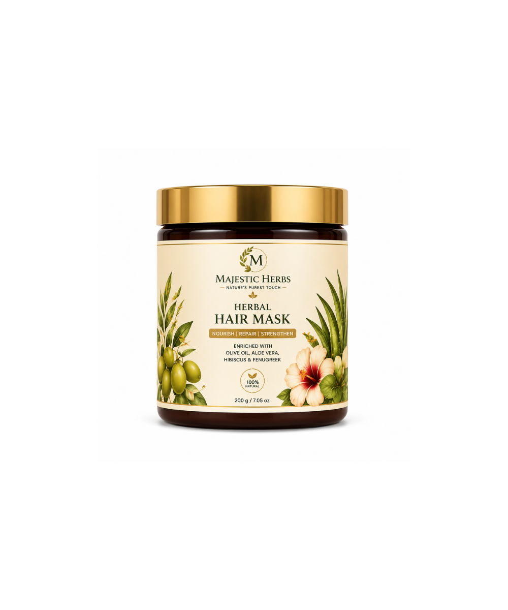 majestic herbs herbal hair mask | deep conditioning hair treatment for dry & damaged hair | repair, nourish & strengthen | 200g