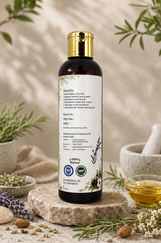 Majestic Herbs Herbal Hair Growth Serum | Reduces Hair Fall & Promotes Hair Regrowth | Strengthens Hair Roots & Boosts Scalp Health | Natural Hair Serum for Men & Women | 100ml