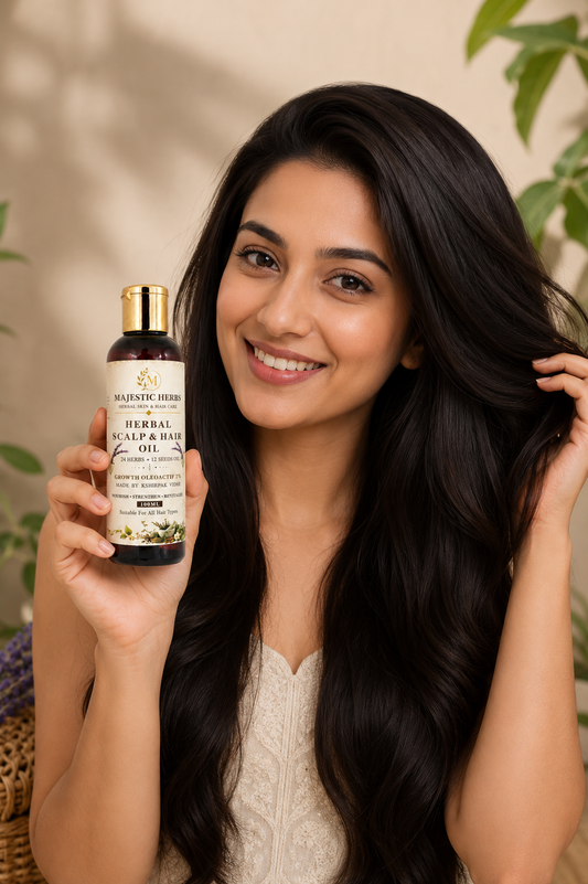 Majestic Herbs Herbal Hair Growth Serum | Reduces Hair Fall & Promotes Hair Regrowth | Strengthens Hair Roots & Boosts Scalp Health | Natural Hair Serum for Men & Women | 100ml