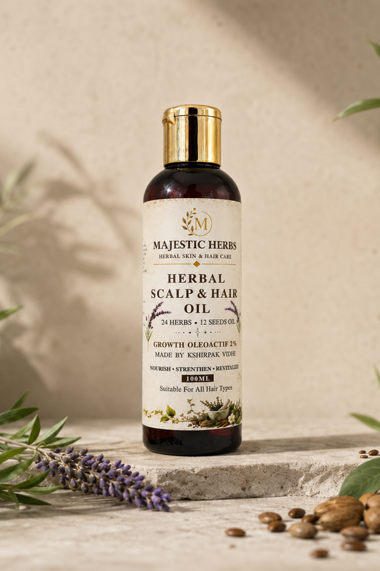 Majestic Herbs Herbal Hair Growth Serum | Reduces Hair Fall & Promotes Hair Regrowth | Strengthens Hair Roots & Boosts Scalp Health | Natural Hair Serum for Men & Women | 100ml