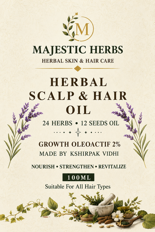 Majestic Herbs Herbal Hair Growth Serum | Reduces Hair Fall & Promotes Hair Regrowth | Strengthens Hair Roots & Boosts Scalp Health | Natural Hair Serum for Men & Women | 100ml