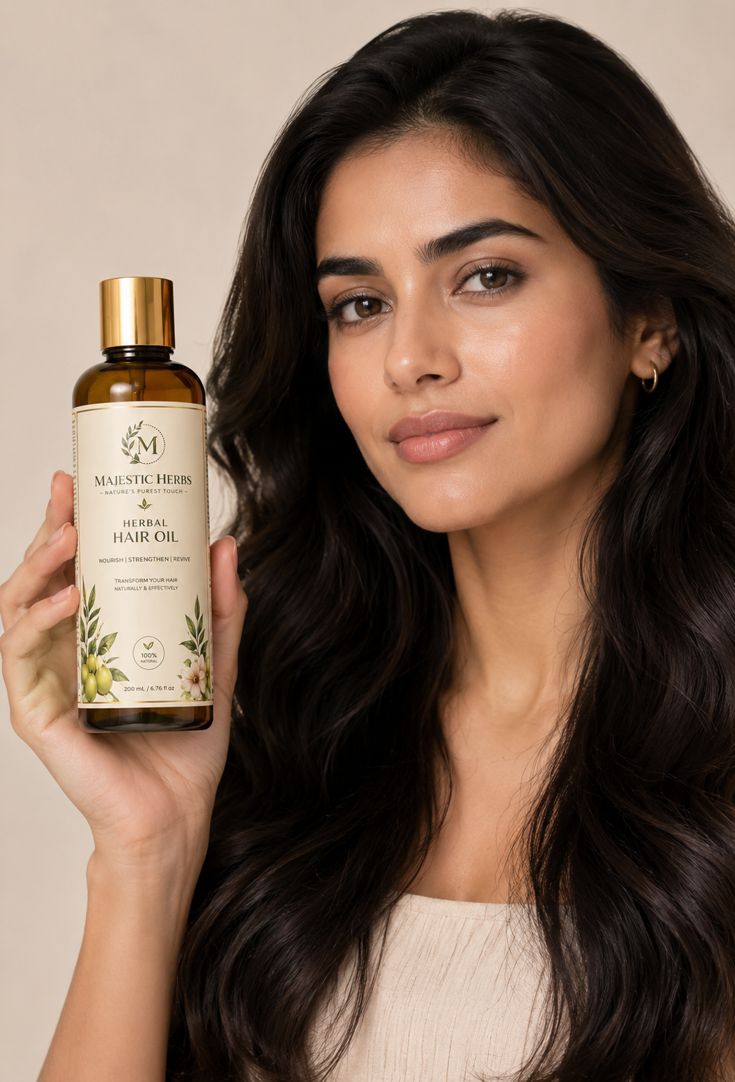 majestic herbs herbal hair oil | natural hair growth oil for strong, thick & healthy hair | reduces hair fall & dandruff | 100ml