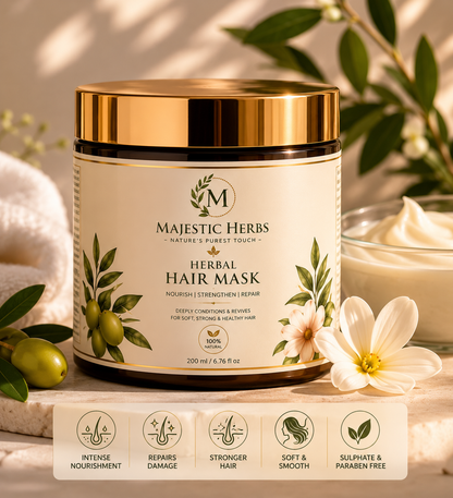 Majestic Herbs Herbal Hair Mask | Deep Conditioning Hair Treatment for Dry & Damaged Hair | Repair, Nourish & Strengthen | 200g