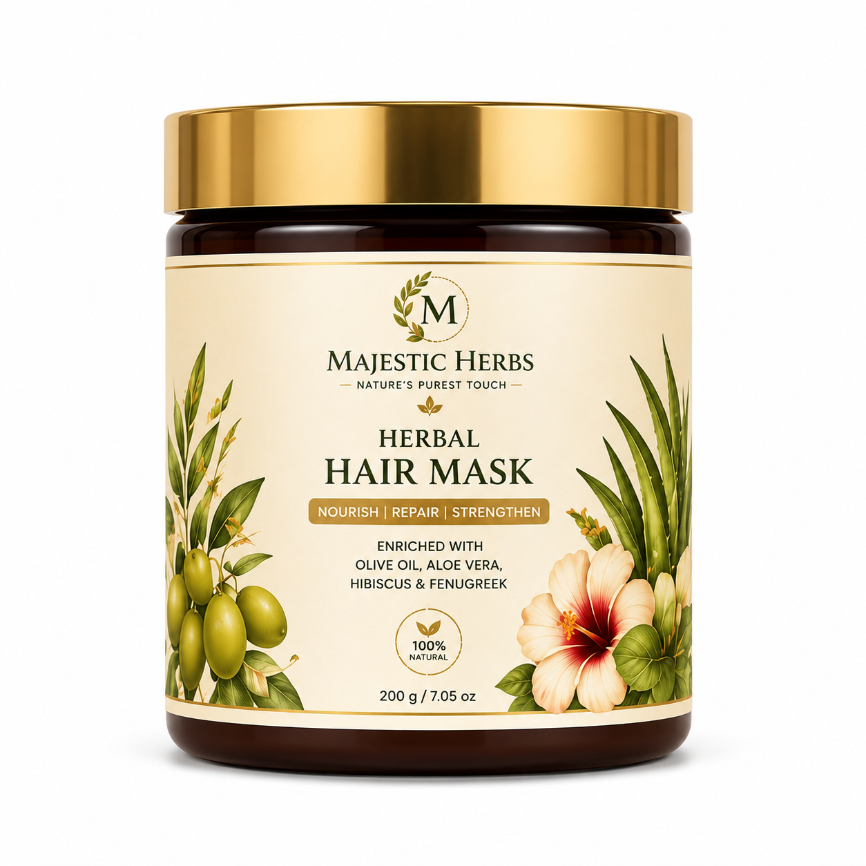 majestic herbs herbal hair mask | deep conditioning hair treatment for dry & damaged hair | repair, nourish & strengthen | 200g