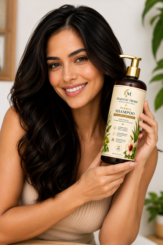 Majestic Herbs Herbal Shampoo | Natural Anti Hair Fall Shampoo for Strong, Healthy & Shiny Hair | Sulphate Free Daily Shampoo | 300ml